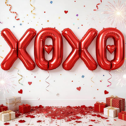 40 Inch Large Red XOXO Balloons, XOXO Letters Foil Balloons by Togvu