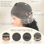 Burmese Curly Human Hair Wig with Spiral End 200% Density 360 Full HD Lace Front Wigs Human Hair Water Wave Wigs for Women 16Inch Pre Plucked with Baby Hair Tiny Knots Natural Black