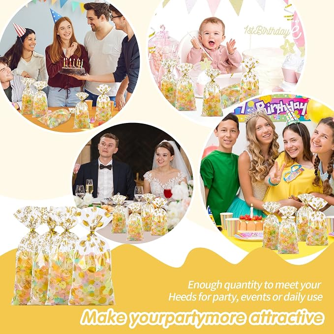 COQOFA 100 Pcs Mixed 5"X11" Gift Wrap Cellophane Treat Bag Party Favor bags - Image 4
