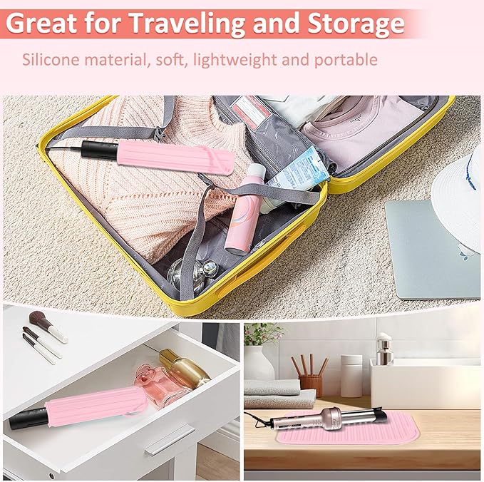 Quccefods 2 Pack Heat Resistant Mat Large Silicone Hot Hair Tools Holder for Curling Irons Flat Iron Hair Styling Tools Mat Portable Vanity Pad