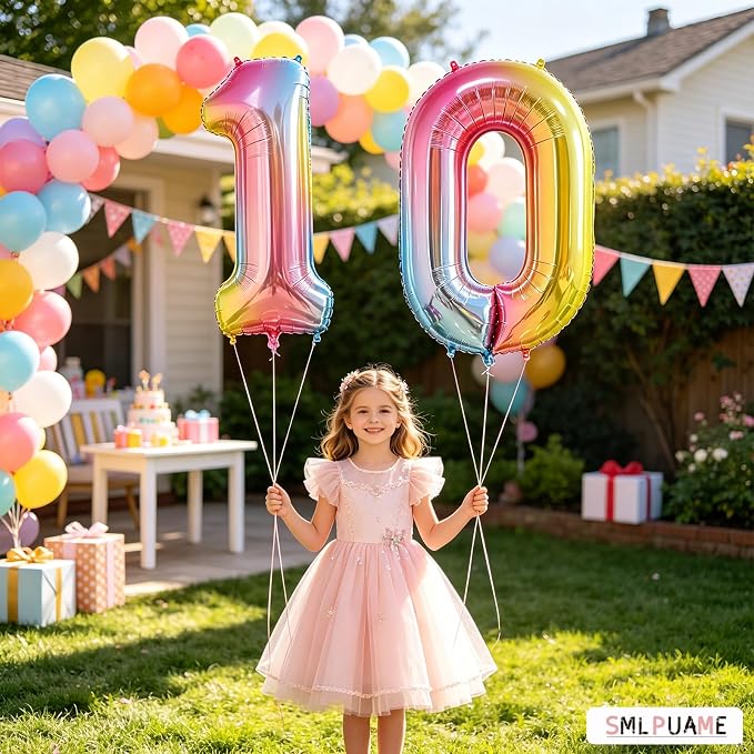 40 Inch Rainbow Number 100 Balloon, Large Foil Mylar Balloons - Image 2