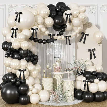 HILAVO Black and Sand White Balloon Arch Kit 105 Pcs Bow Balloon Garland by HILAVO