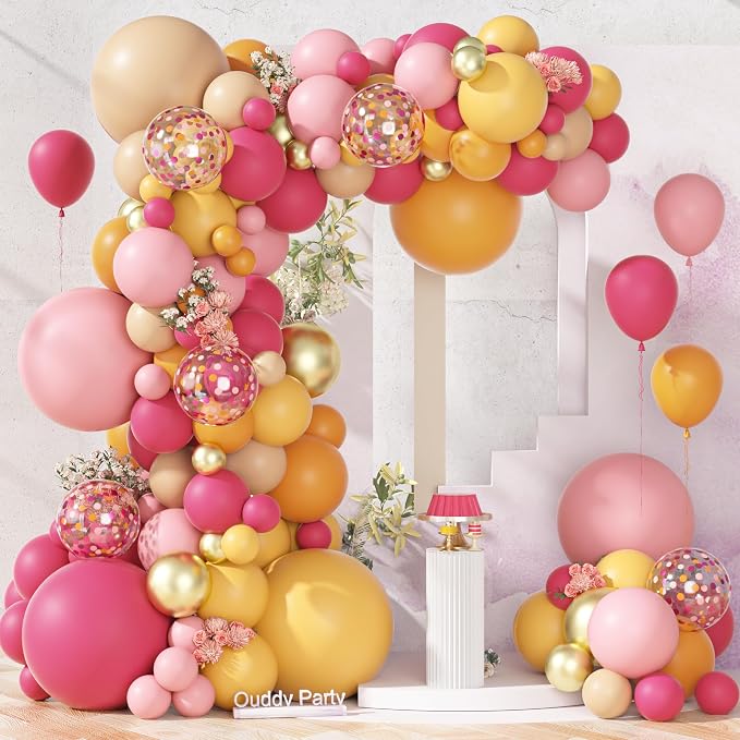 Ouddy Party 149Pcs Pink and Orange Balloon Garland Kit 18 12 10 5Inch | - Image 2
