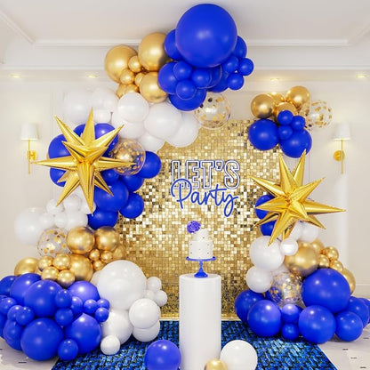 146pcs Blue and Gold Balloons Garland Arch Kit by CboDecoBalloonArchKit