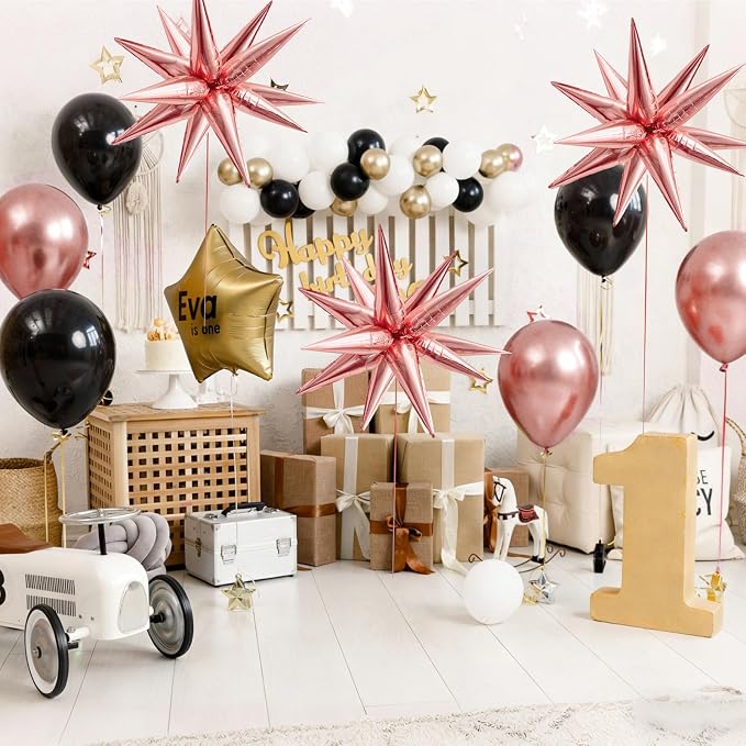 Rose Gold Star Balloons Birthday Decorations - Image 5