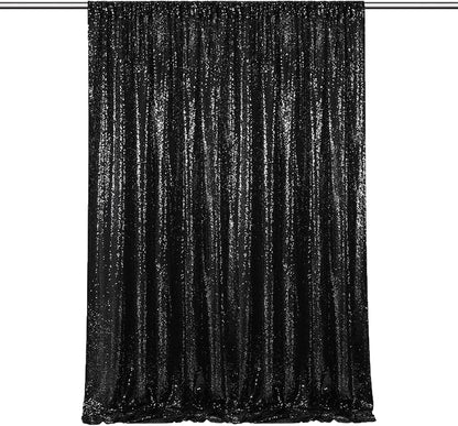 Black Sequin Backdrop Curtains-1 Panel 5FTx8FT Black Backdrop by SoarDream