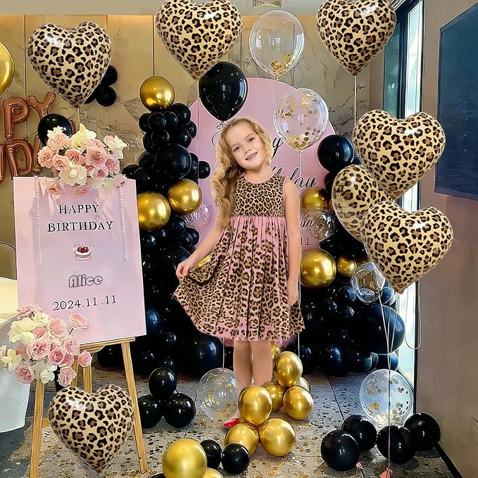12 Pcs Leopard Print Heart Balloons 18 Inch cheetah Heart Shaped Foil Balloons - Image 4