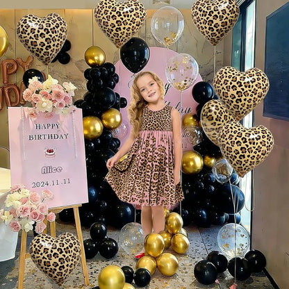 12 Pcs Leopard Print Heart Balloons 18 Inch cheetah Heart Shaped Foil Balloons - Image 4