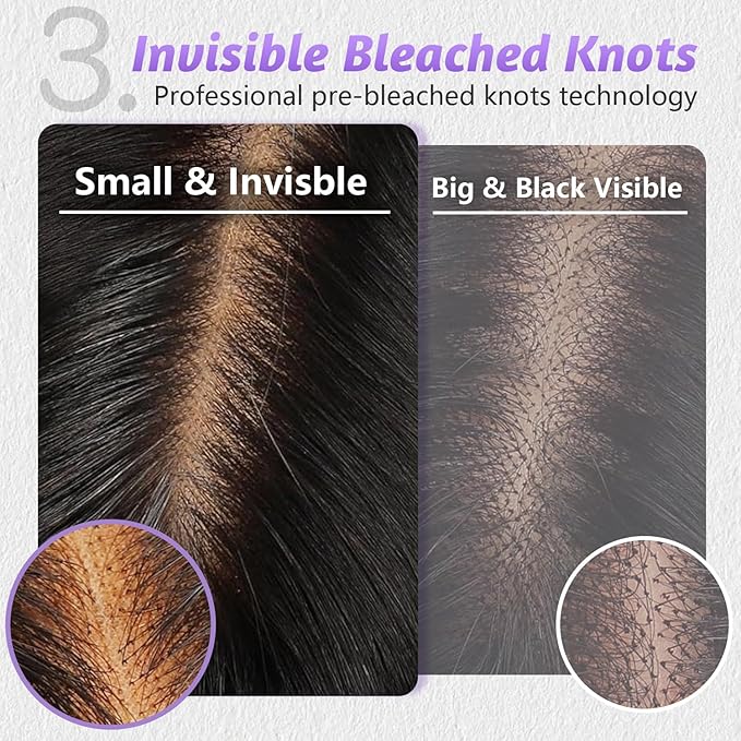 13x4 Full Frontal Wig SKINLIKE Real HD Lace Wig 0.10mm Ultra-thin Invisible HD Lace Front Wigs 200% Density Body Wave Vivid Hairline Bleached Knots 15A Brazilian Human Hair Wig Frayed Ends 28 Inch