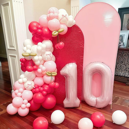 40'' 10 Balloon Number, Large Dusty Baby Pastel Pink Foil Number 10 Balloons - Image 5
