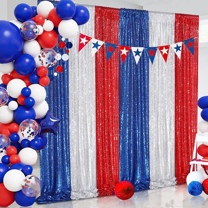 Red Sequin Backdrop 4 Panels 2FTx8FT Christmas Party Backdrop Curtains | Photo - Image 7