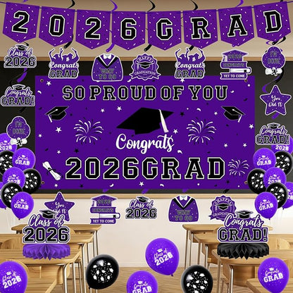 59Pcs Graduation Decorations 2026 Backdrop Balloons Banner Centerpiece Hanging - Image 6