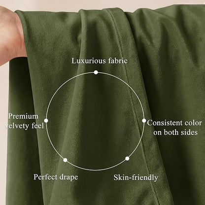 Moss Green Velvet Curtains Back Tab - Image 4
