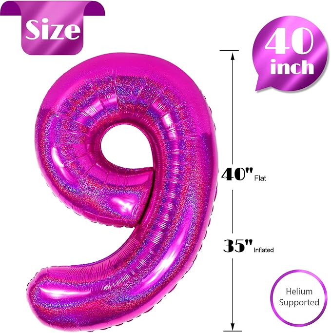 Laser Hot Pink 9 Balloon - Image 5