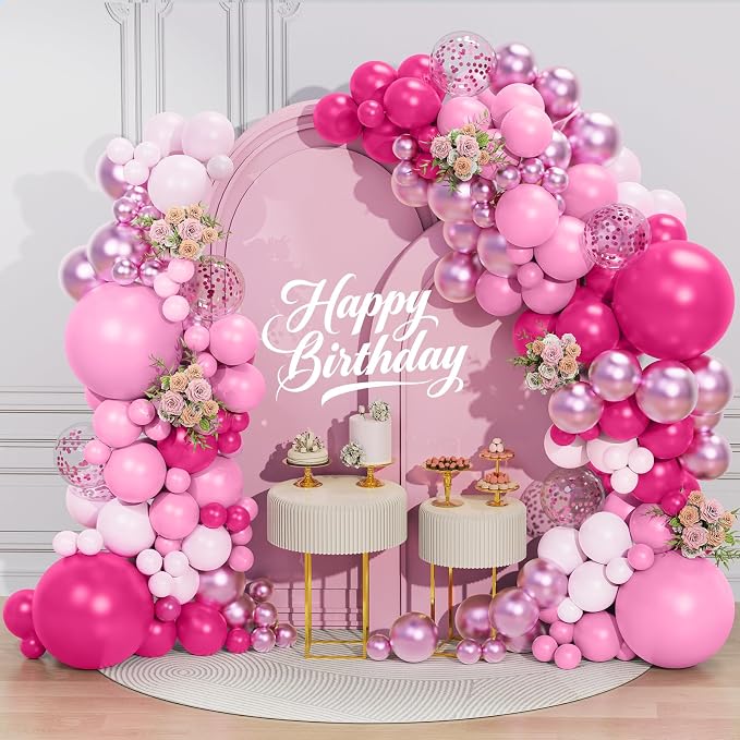 Pink Balloon Garland Arch Kit 156 Pcs Different Sizes 18 12 10 5 Inch Hot Pink by Unknown