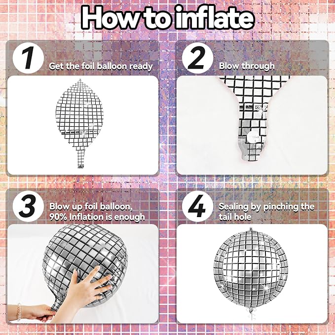 6pcs 22 Inch Colorful Disco Ball Balloons - Image 8