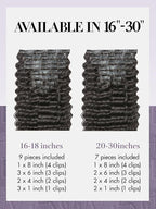 LUVME Clip in Hair Extensions Real Human Hair, Natural Black 135g 9pcs 18 Inch, Human Hair in Extensions for Women Clip ons Thick Loose Deep Wavy Extensions