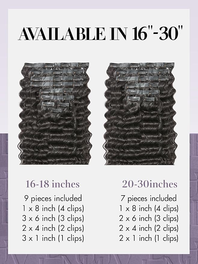 LUVME Clip in Hair Extensions Real Human Hair, Remy Human Hair Extensions Clip ins for Women, Natural Human Hair, 16inch 135g 9Pcs, Natural Black