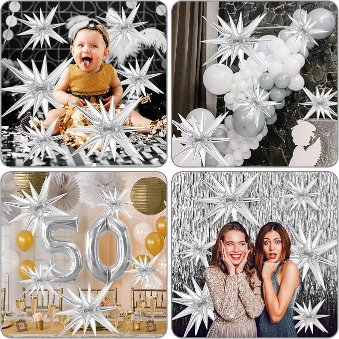 10 Pcs Star Balloons Explosion Balloons Foil Cone Balloon Magic - Image 6