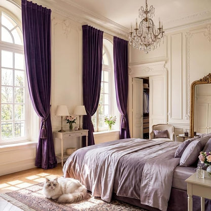 Purple Orchid Velvet Curtains Back Tab, W52 x L108 inches, 2 Panels | Room - Image 8