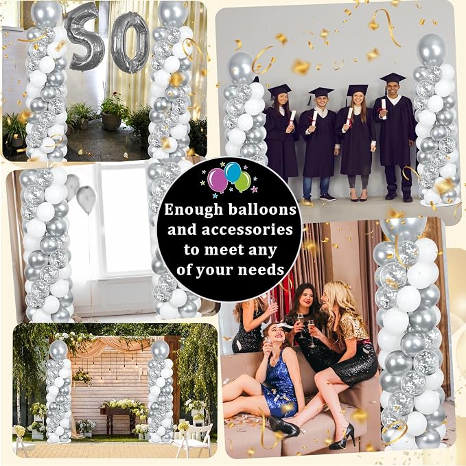 2 Sets Silver and White Balloon Column Stand Kit - Image 7