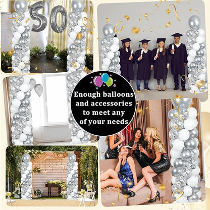 2 Sets Silver and White Balloon Column Stand Kit - Image 7