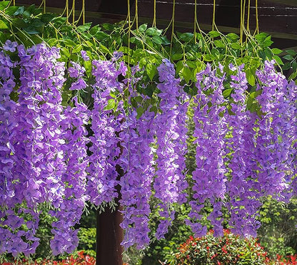 Artificial Wisteria Hanging Flowers-Fake Wisteria Flower Garland Silk Vines - Image 8