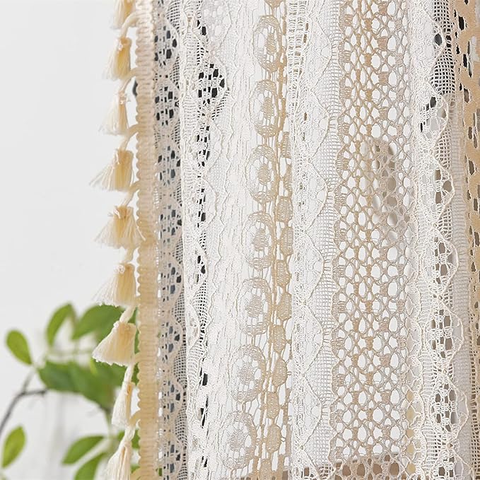 Sutuo Home Beige Boho Lace Short Curtain - Image 3