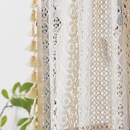 Sutuo Home Beige Boho Lace Short Curtain - Image 3