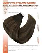 Sunny Hair Tape in Hair Extensions Human Hair 12 Inch Hair Extensions Real Human Hair Tape in Extensions for Women Darkest Brown Ombre Medium Brown Balayage Remy Hair Straight Skin Weft 40pcs 60g