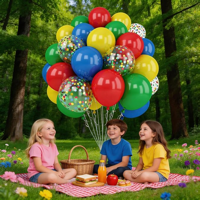 Red Blue Yellow Green Balloon Set, 12 Inch Carnival Circus Party Balloon Red - Image 9