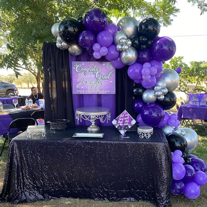 Purple and Black Balloon Arch Kit, 22 18 12 10 5 Inch Different Size Balloons - Image 3