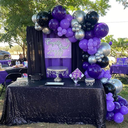Purple and Black Balloon Arch Kit, 22 18 12 10 5 Inch Different Size Balloons - Image 3