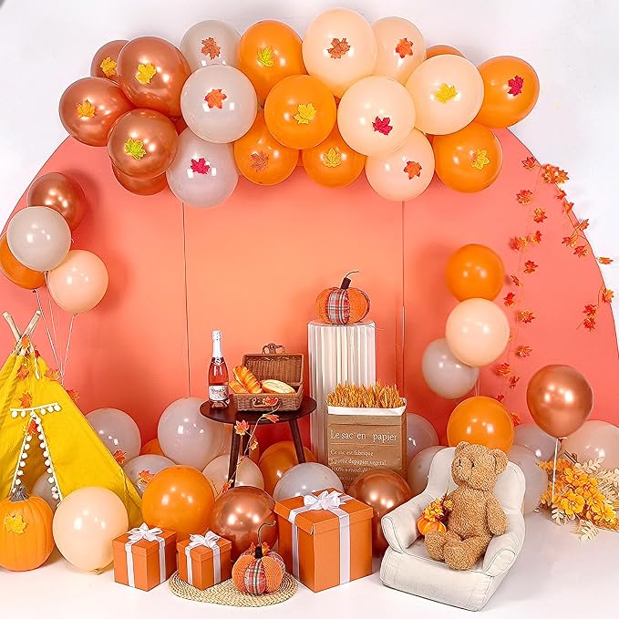 Burnt Orange Gold Balloons 55pcs, 12 Inch Terracotta Burnt Dark Orange Metallic - Image 4