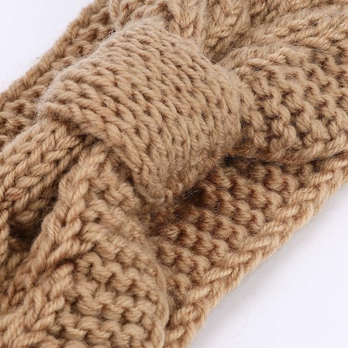 DRESHOW Knit Crochet Headband for Women Ear Warmer Soft Turban Stretch Warmer Headbands Winter Fashion Head Wrap