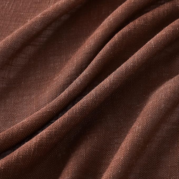 MIULEE Chocolate Brown Linen Curtains 52x63 Inch Long 2 Panels - Image 4