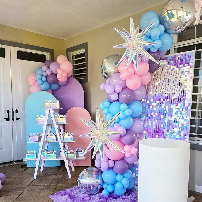 Pink Purple Blue Balloons, 12inch Metallic Hot Pink Purple Blue Balloons - Image 5