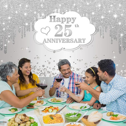 25th Wedding Anniversary Banner Decorations, 72.8x43.3 inches - Image 3