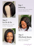 LUVME HAIR 8'' Blunt Cut Bob Wig Human Hair Pre Cut Glueless HD Lace Closure Wig Pre Plucked Mature Boss Side Parted Straigh Human Hair Short Wigs For Women