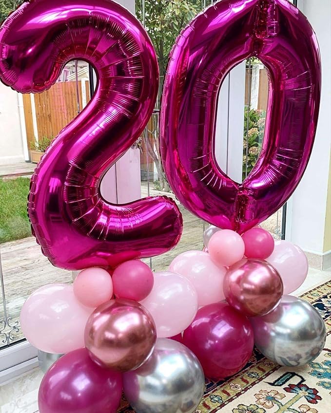 Hot Pink 25 Number Balloons, 40 Inch Giant Number 25 Balloons Foil Mylar Helium - Image 4