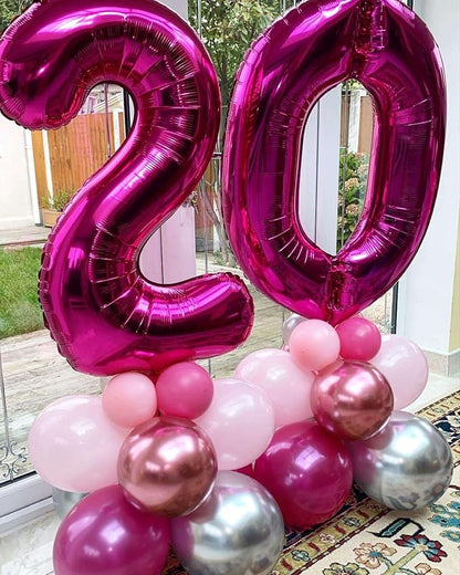 Hot Pink 25 Number Balloons, 40 Inch Giant Number 25 Balloons Foil Mylar Helium - Image 4