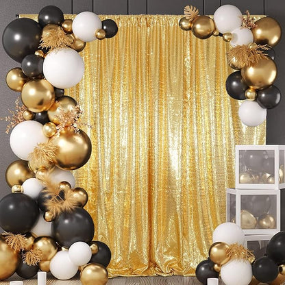 Juya Delight Gold Sequin Backdrop, 6FTx8FT NO See-Through Photobooth Backdrop by JuyaDelight