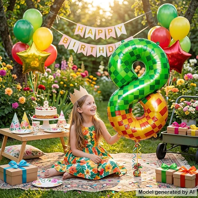 40 Inch Pixelated Number 8 Foil Balloon - Image 7