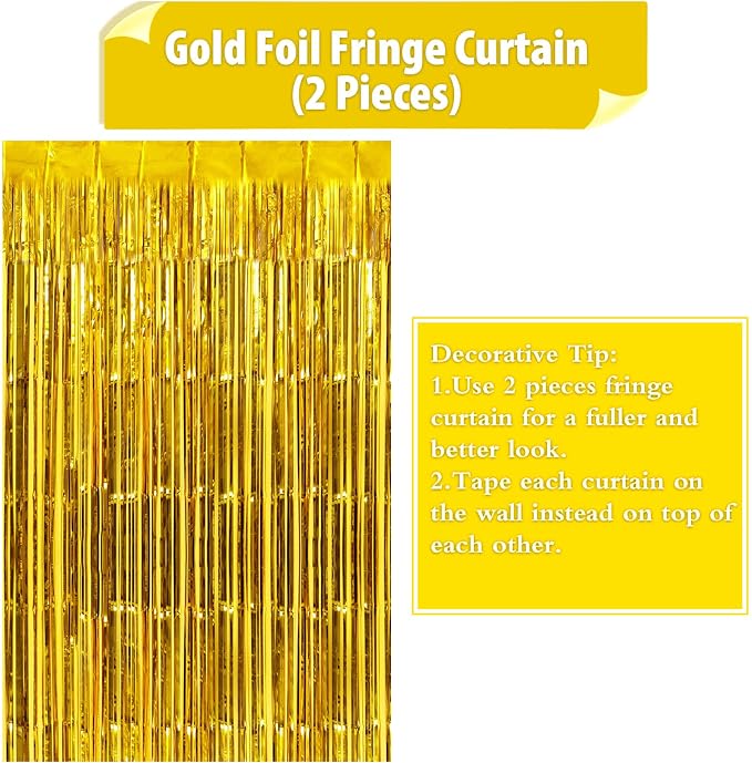 2 Pack Fringe Curtains Foil Shiny Fringe Backdrop Tinsel Door Streamers Foil - Image 7
