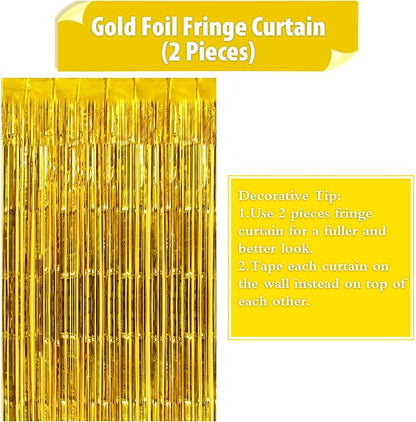 2 Pack Fringe Curtains Foil Shiny Fringe Backdrop Tinsel Door Streamers Foil - Image 7