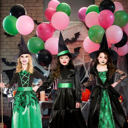 Black and Pink Green Balloons, 12 Inch Hot Pink and Black Green Balloons Pastel - Image 6