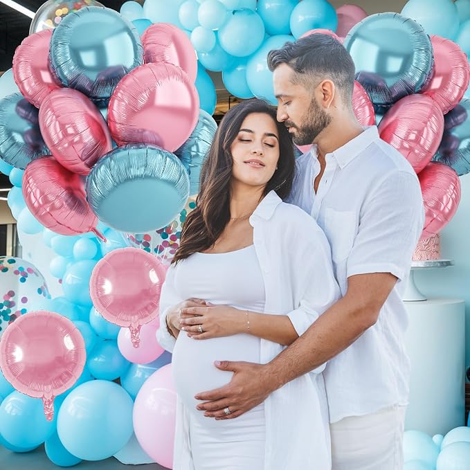 20PCS 18 Inch Round Foil Balloon, Light Blue Pink Round Shaped Balloons - Image 6