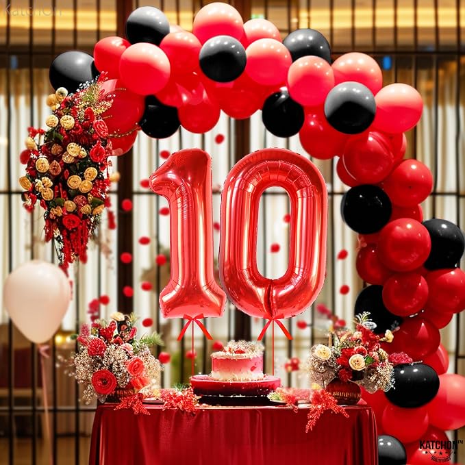 KatchOn Red 10 Balloon Number 40 Inch, 10th Birthday Decorations | Balloons - Image 5