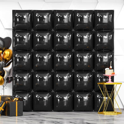 NISOCY 25PCS Metallic Black Square Foil Balloons Wall Backdrop | Double Sided by NISOCY