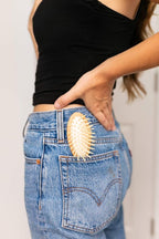 Small Hair Brush for Purse - Wooden Bristle Detangler Hairbrush For Detangling Women, Men & Kids Wet or Dry Hair - Natural Wood Handle & Bristles - Travel Size and Fits in Pocket or Purse
